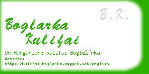 boglarka kulifai business card